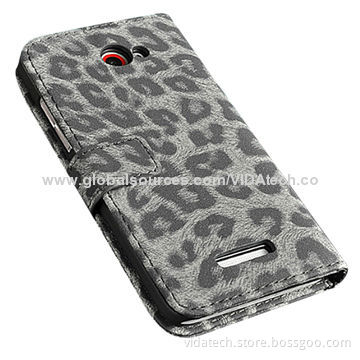 Leather Case with Card Slot and Holder for HTC Butterfly and HTC Deluxe, Factory